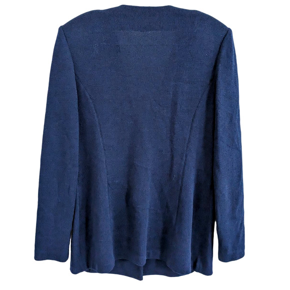 St. John Collection Marie Gray Navy Blue Vintage Blazer Cardigan Size 10 - Picture 2 of 5